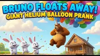 Bruno Floats Away! Giant Helium Balloon Prank | Grizzy & the lemmings 🎈🏠