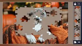A whimsical dog dons a cute ghost Halloween costume🧩🧩//jigsaw puzzles journey🧩//puzzlesArt🧩🧩//