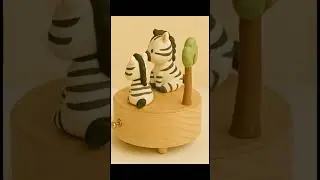 Adorable Zebra Family on a Wooden Music Box 🦓🎶💖 #CuteAnimals #Zebra #MusicBox #Kawaii #music