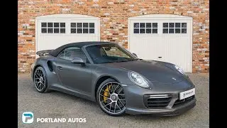 2016/16 PORSCHE 911 TURBO S CABRIOLET IN AGATE GREY (SATIN PPF) WITH RED AND BLACK LEATHER