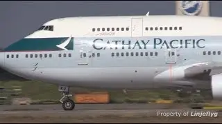 Short field take off Cathay Pacific B744 B-HKU@TPE