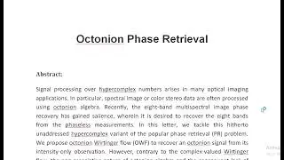 Octonion Phase Retrieval