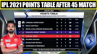 Points Table After 45 Matches in IPL 2021 | Punjab Kings Team Position IPL 2021 | New Points Table |