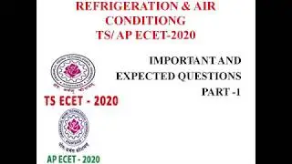 REFRIGERATION & AIR CONDITIONING#IMPORTANT AND EXPECTED QUESTIONS#TSECET2020#APECET2020#PART1