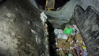 Garbage truck hopper POV: Post holiday recycling