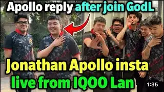 Jonathan Apollo together insta live from IQOO Lan 🔥 Apollo reaction on Join Godlike 🇮🇳