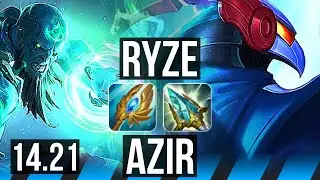 RYZE vs AZIR (MID) | 5/1/6 | EUW Master | 14.21