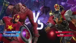 Captain America and Nemesis vs Nova and Thor - MARVEL VS. CAPCOM: INFINITE