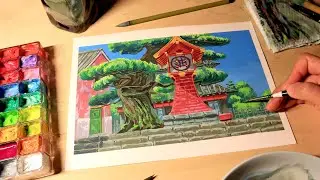 Japanese Red-Eaves Bathhouse & Age-Old Pine Tree「NICKER」Spirited Away｜no music｜no talking｜ASMR
