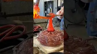 Glass blowing a pumpkin at Dallas Glass Art #glassblowing #art #pumpkin