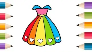 Beautiful Dress  Drawing, Painting & Coloring For Kids and Toddlers_ Child Art 🎨🎨🎨