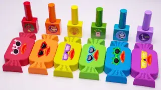 Satisfying Video | DIY How To Make Rainbow Lipstick From Kinetic Sand With Clown Face Cutting ASMR