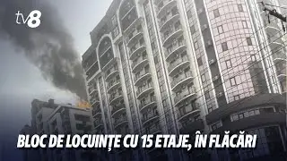 Incendiu pe acoperișul unui bloc de 15 etaje &icirc;n zona Circului din Chișinău