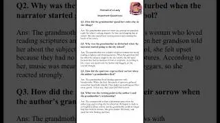 CBSE Class 11 | The Portrait of a Lady | Most Important Questions With Answers | English Hornbill