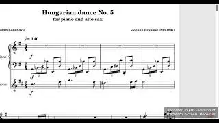 Hungarian dance No. 5 in G Minor - sheetmusic for piano and alto sax
