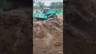 Excavator landslide