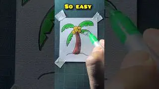 easy coconut tree drawing