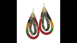 Kente Earrings | African Earrings | Double Loop Kente Ankara Earrings | Afro Earrings | Ankara Print