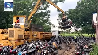 ‘Lagos Deserves Better Than Okada,’ Govt Crushes 2,228 Impounded Motorcycles