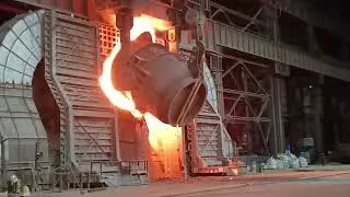 Hot Metal Charging in Basic oxygen furnace#steelmaking #metallurgy