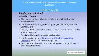 Brazil - Obtain Certificate of Criminal Record / Police Clearance Certificate (PCC)