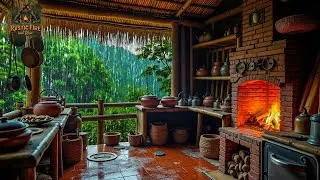 Old Country Kitchen Ambience &ndash; Rain Outside and Warm Hearth Inside for Relaxation and Calmness