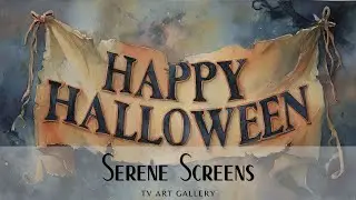 Creepy Spooky Happy Halloween Party Banner - TV Art Display, Screensaver, Wallpaper, Background
