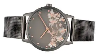 Nine West Women's Floral Dial Mesh Bracelet Watch