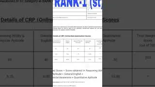 IBPS CLERK FINAL  RESULT (RANK 1) ST