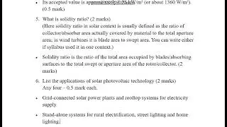 Renewable energy Technology IAT 1 answer Key