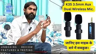 Wireless Collar Mic K35  || Lapel Lavalier Mic 3.5 Aux Single Receiver 2 - Mics 1 Input || 50M range