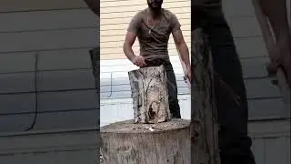 So I split wood with cowboy boots on #wood #woodworking #woodcutting #thewoodworks ￼