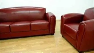 Wholesale Interiors Red Leather Sofa and Chair