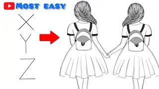 Girls best friend drawing | How to draw school girl friendship | Girl drawing | Friendship drawing