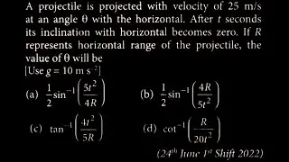 A projectile is projected with velocity of 25 m/s at an angle with the  KM DTS 39 Q7