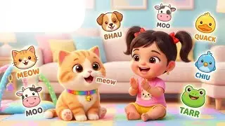 Baby Animal Sounds Song | Meow Meow with Mimi Meow-Meow & Gudiya | Hindi Kids Rhyme