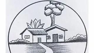 Easy scenery drawing | beautiful scenery drawing | simple scenery drawing with tricks and techniques