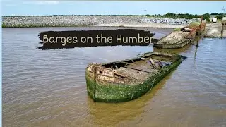 Old Barges rural decay Drone Flight at Paull on the River Humber.