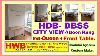 Hidden Bed.Queen+FrontStudy Table.HDB-DBSS.CityView@Boon Keng.HWB HUB Showflat.Nice Home.BTO.EC