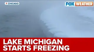 Lake Michigan Begins To Freeze Amid Bitter Cold in Chicago, IL