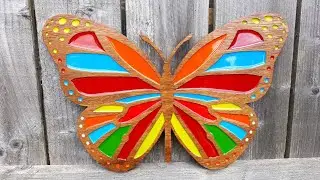 Butterfly on plywood with resin inlay..router/scroll saw project