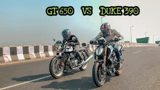 DUKE 390 bs6 vs CONTINENTAL GT 650 TWIN | Drag Race