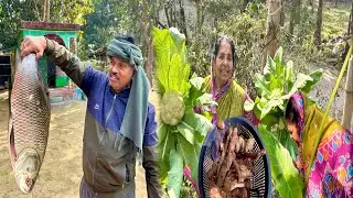 2.7kg ওজনের কাতলা মাছের সব থেকে সেরা দুধ কচুর লতি দিয়ে  খাটি বাঙালির খাবার আর ফুলকপির ঝোল||