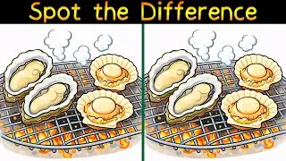 Spot the Difference with an Illustration of Oysters and Scallops