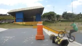 Traffic barrel hop out of a bank