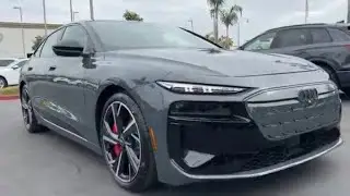 Audi S6 Sportback e-tron 2025 in Magnet Gray with Arras Red Interior