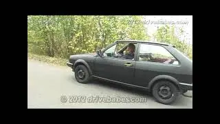 Car Cranking Girl | Old retro Auto won`t start | Vintage Polo start problem