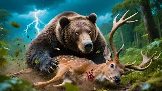 Bear Attack 🐻 Deer Unexpected Twist ! 🦌#ai #cartoon #wildliferescue #animals 