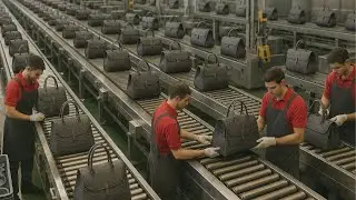Inside a luxury leather factory producing $10 million worth of leather bags.