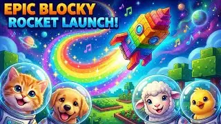Minecraft Style Rocket Launch! 🌙 Fun Lullaby & Bedtime Story for Toddlers